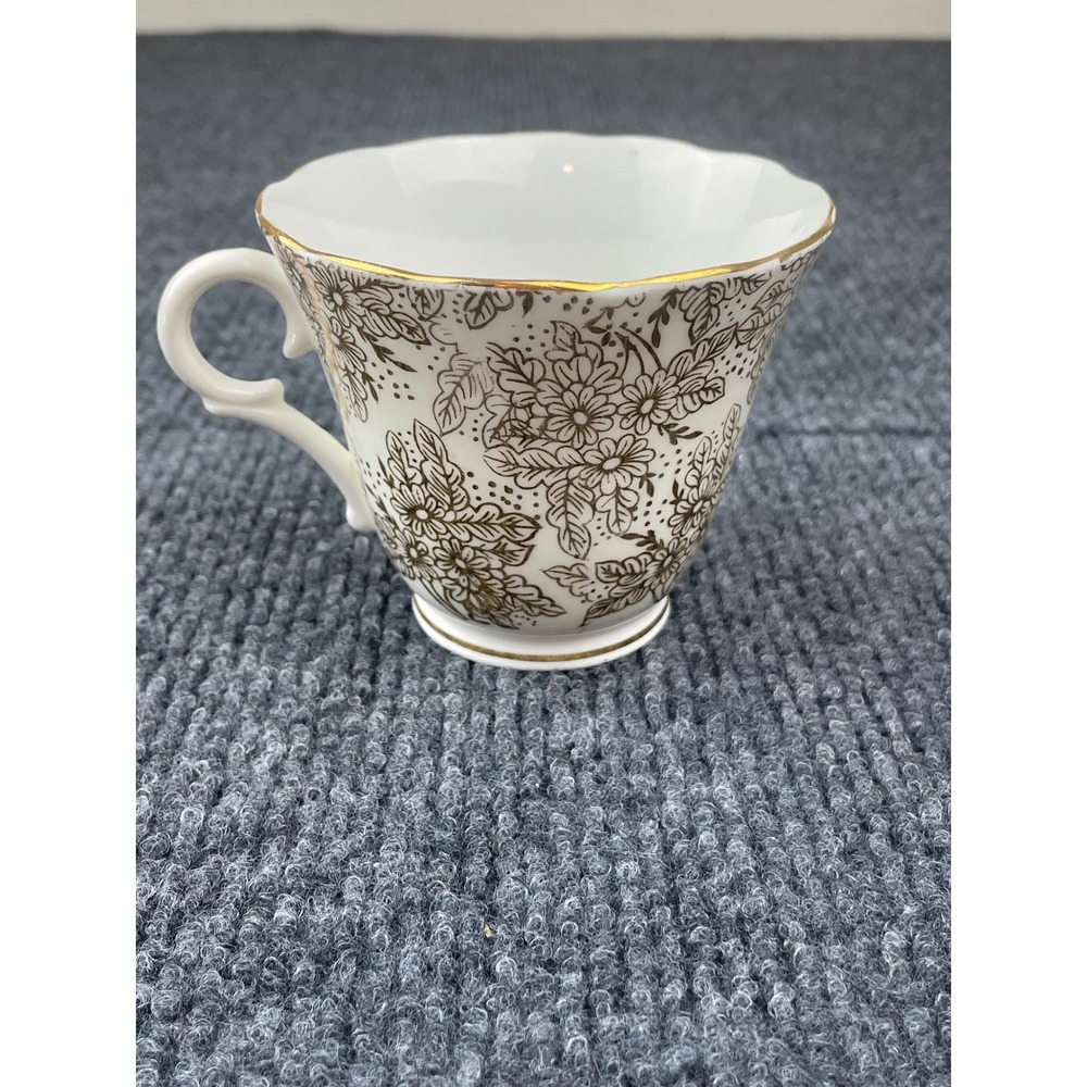 Colclough Bone China Teacup Gold Floral Chintz Made in England Vintage White